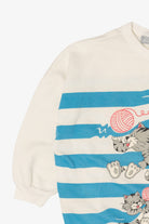 Vintage Striped Cats Playing With Yarn Front/Back Sweatshirt (1980s)