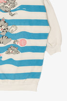 Vintage Striped Cats Playing With Yarn Front/Back Sweatshirt (1980s)