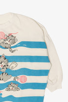 Vintage Striped Cats Playing With Yarn Front/Back Sweatshirt (1980s)