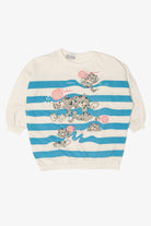 Vintage Striped Cats Playing With Yarn Front/Back Sweatshirt (1980s)