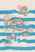 Vintage Striped Cats Playing With Yarn Front/Back Sweatshirt (1980s)