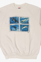 Vintage Whale Stamps Raglan Sweatshirt (1990s)