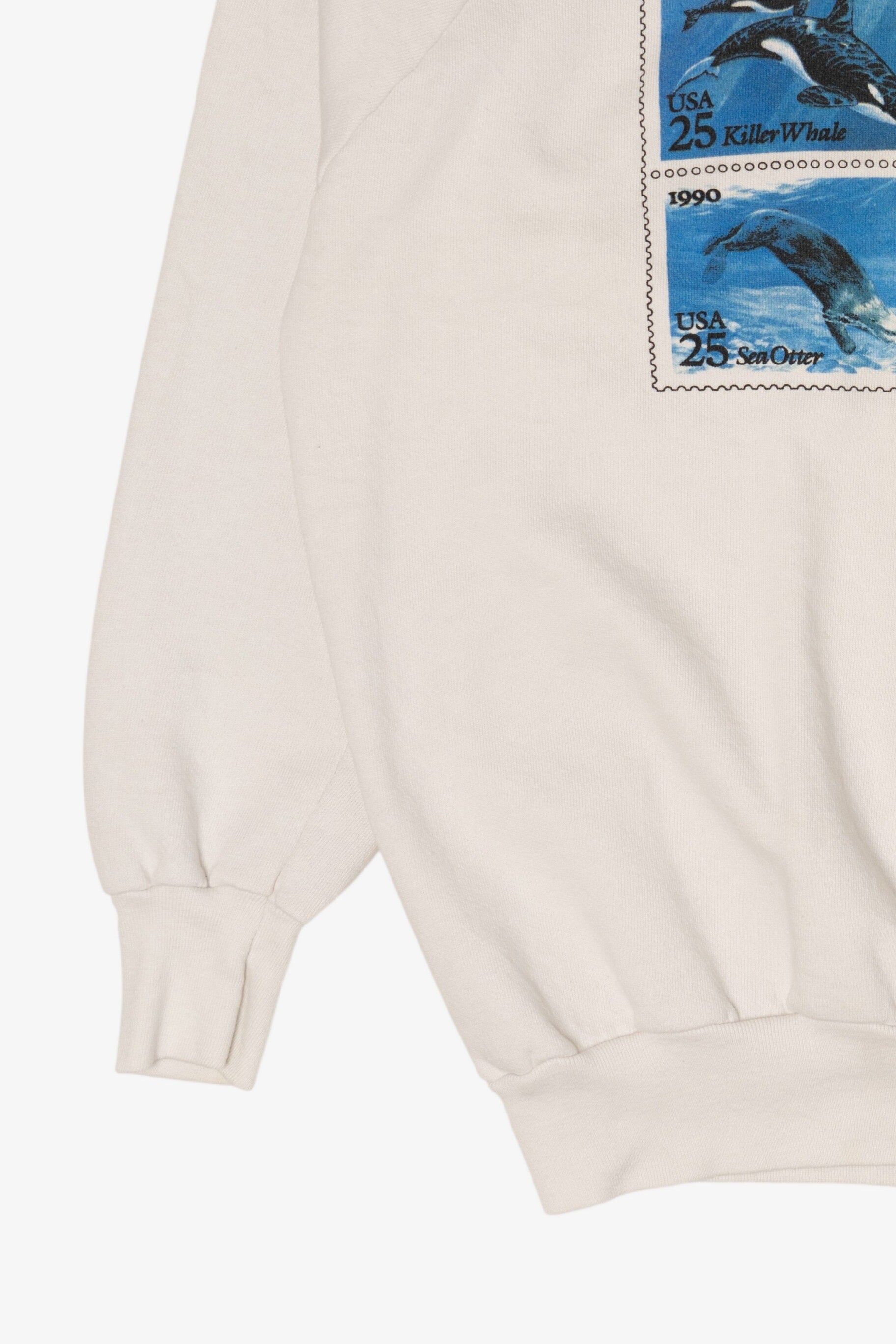 Vintage Whale Stamps Raglan Sweatshirt (1990s)
