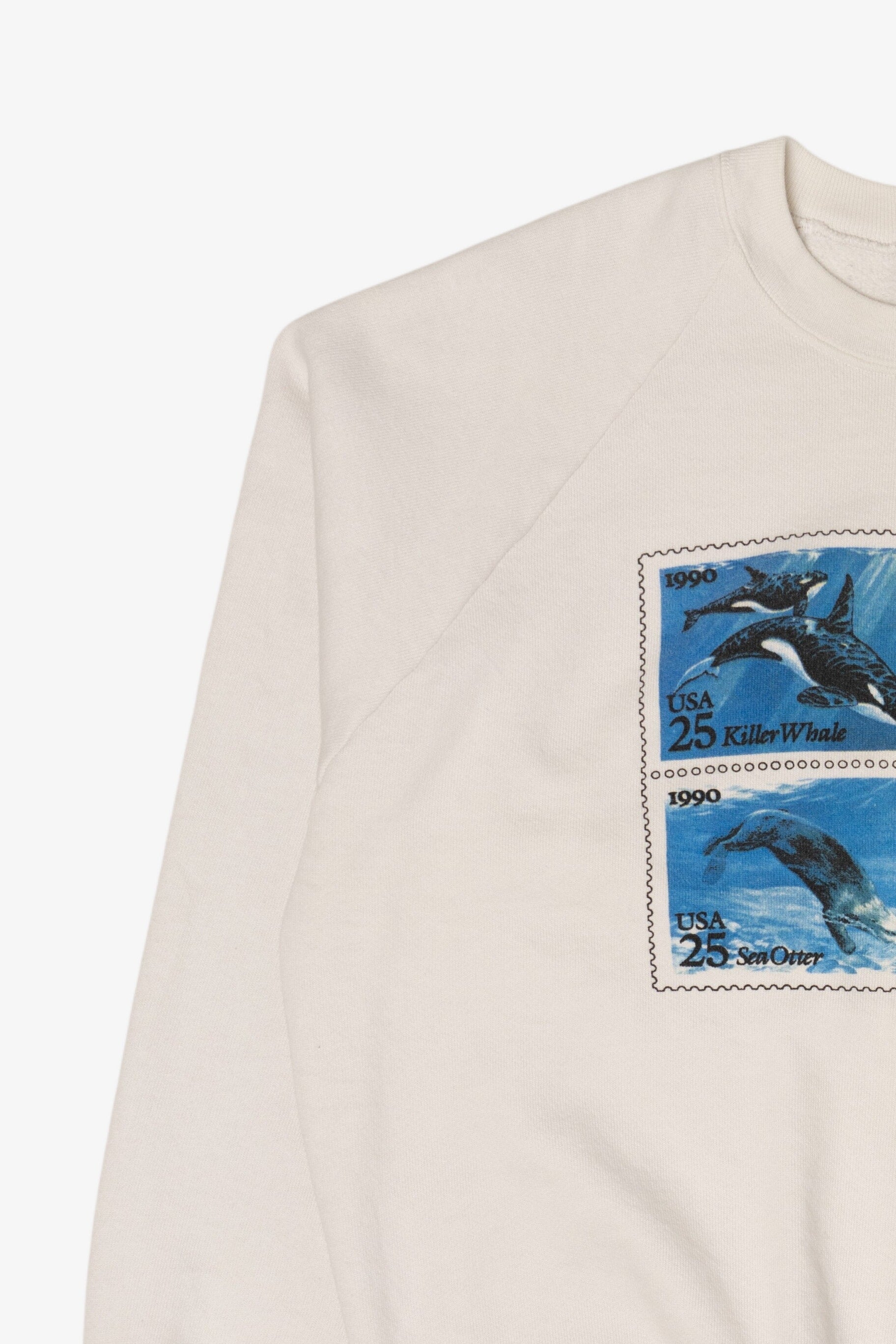 Vintage Whale Stamps Raglan Sweatshirt (1990s)