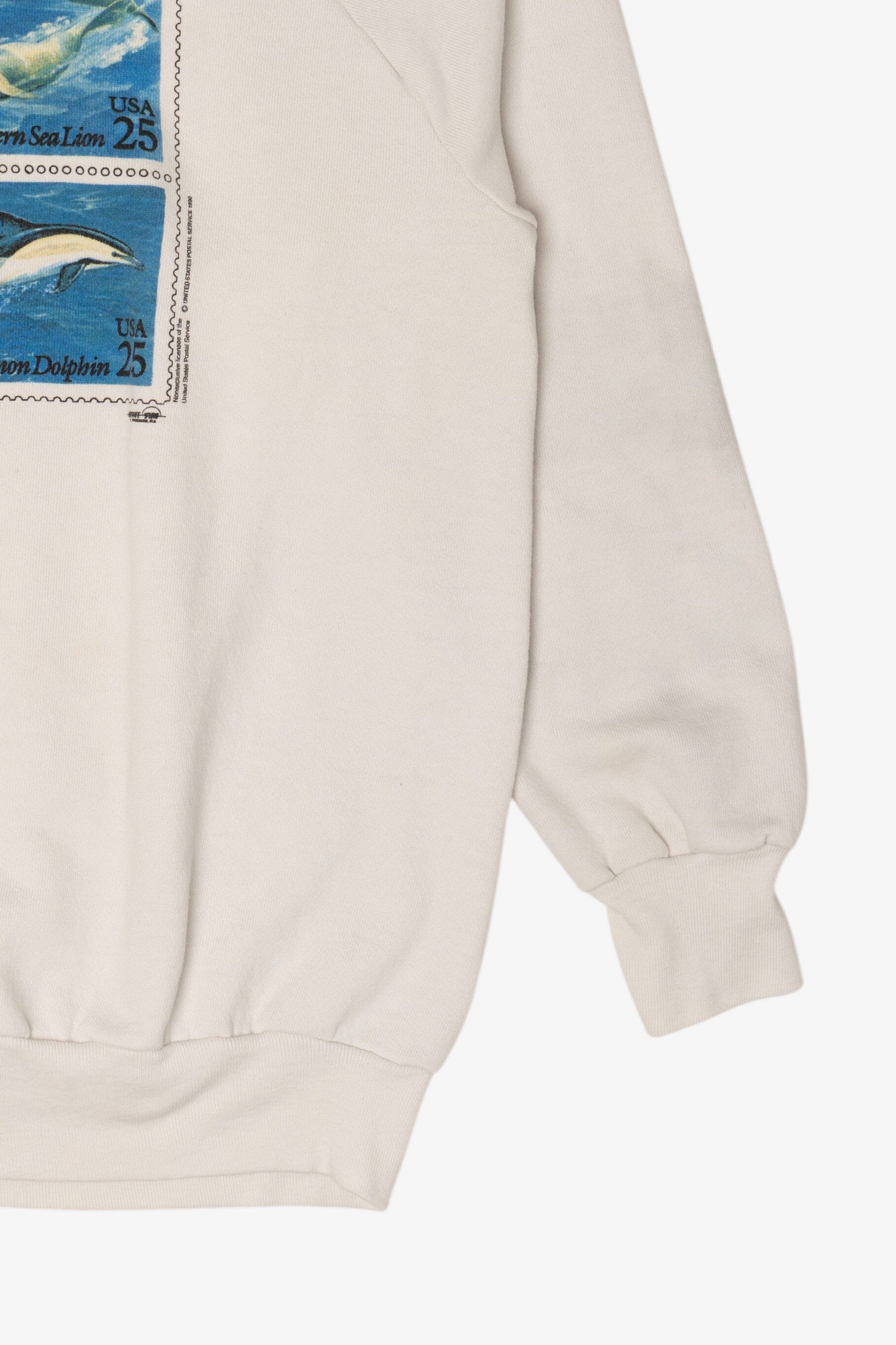 Vintage Whale Stamps Raglan Sweatshirt (1990s)