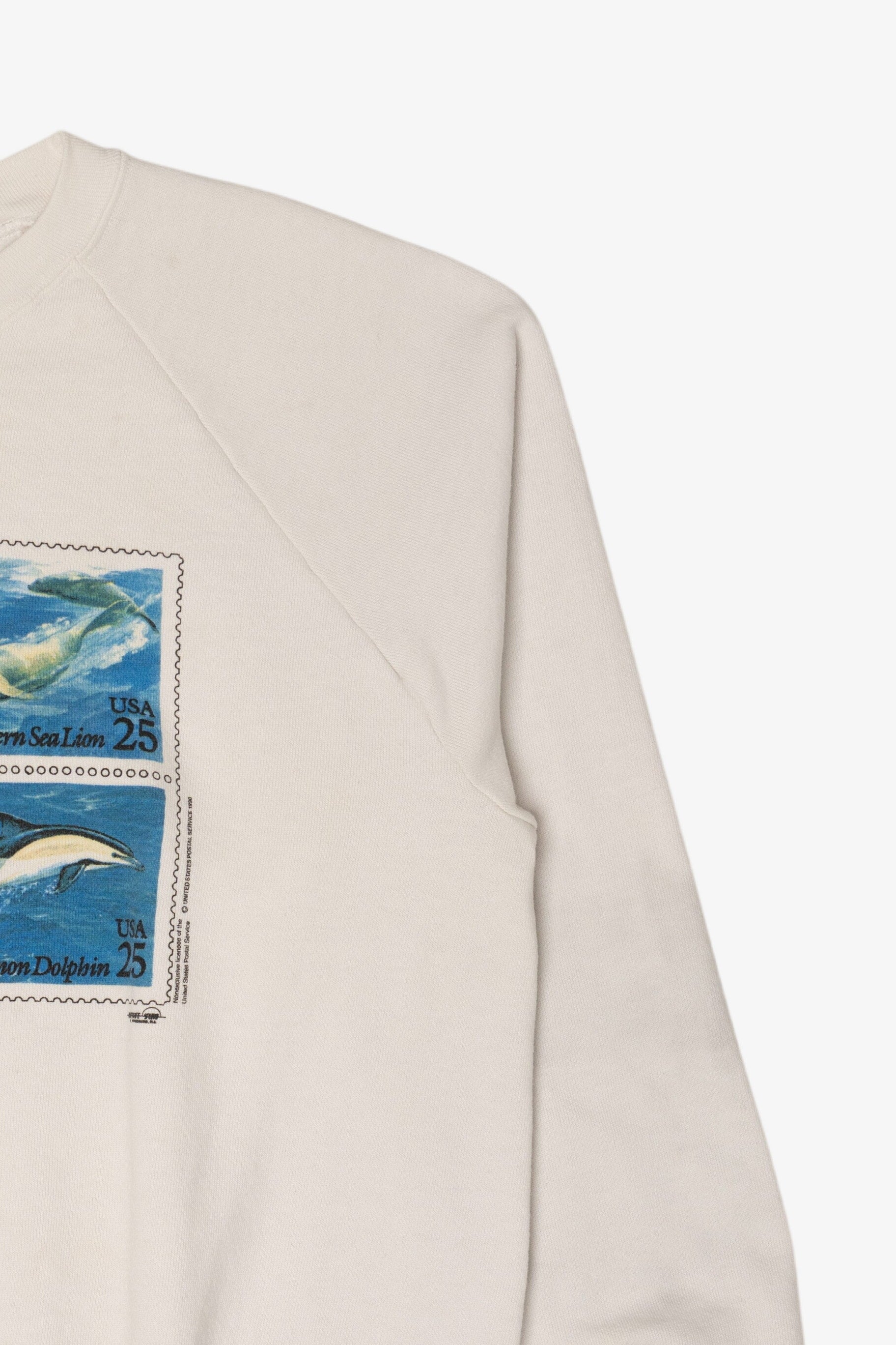 Vintage Whale Stamps Raglan Sweatshirt (1990s)