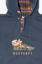 Vintage Embroidered Otter "Monterey" Plaid Lined Hooded Sweatshirt (1990s)