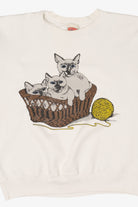 Vintage White Three Kittens In A Basket Sweatshirt (1980s)