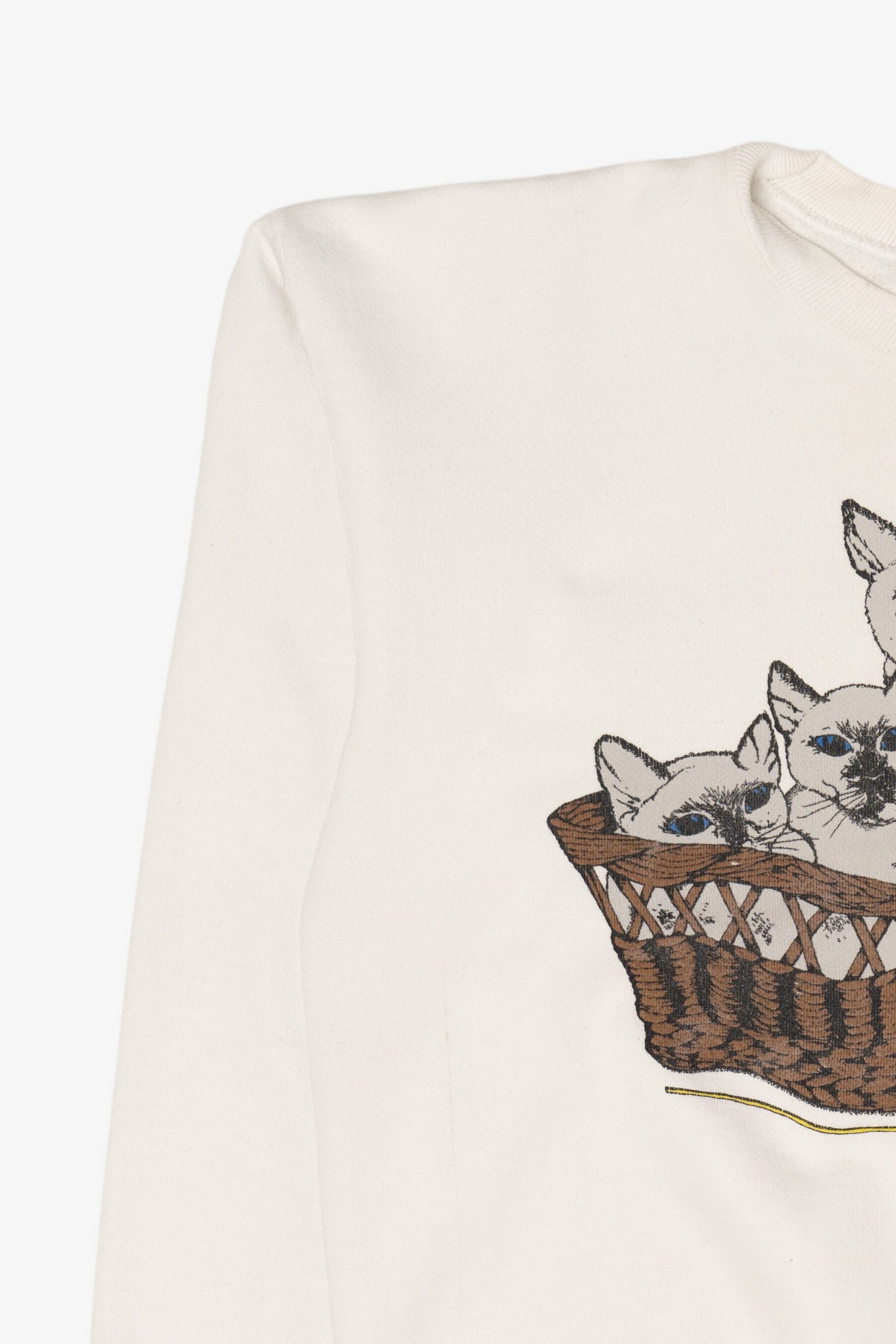 Vintage White Three Kittens In A Basket Sweatshirt (1980s)