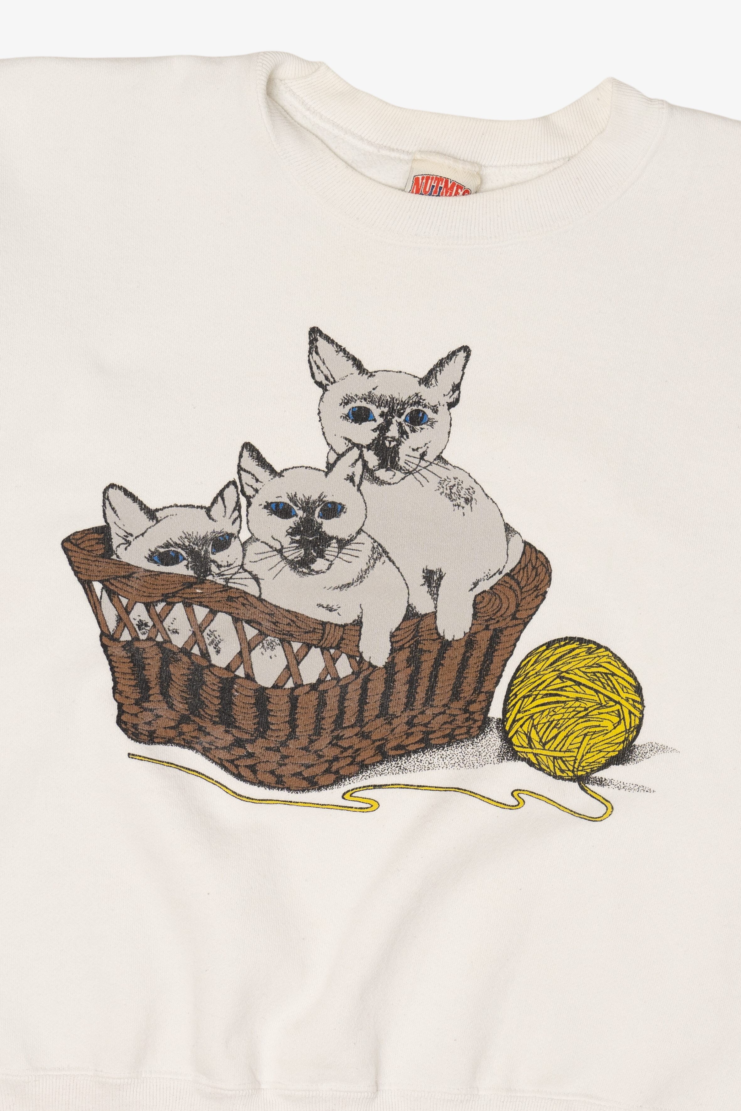 Vintage White Three Kittens In A Basket Sweatshirt (1980s)