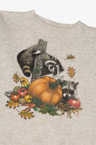 Vintage Light Gray Raccoons Autumn Harvest Sweatshirt (1990s)