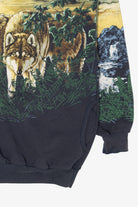 Vintage Navy Blue Wolves All Over Print Sweatshirt (1990s)