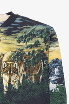 Vintage Navy Blue Wolves All Over Print Sweatshirt (1990s)