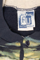 Vintage Navy Blue Wolves All Over Print Sweatshirt (1990s)