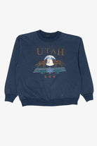 Vintage Navy Blue Utah Wolves Under Moon Sweatshirt (1990s)