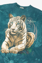Vintage Teal Tie Dye White Tiger Cape May County Park Zoo Sweatshirt (1990s)