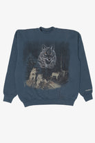 Vintage Embroidered Blue Wolves Sweatshirt (1990s)