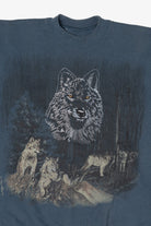 Vintage Embroidered Blue Wolves Sweatshirt (1990s)