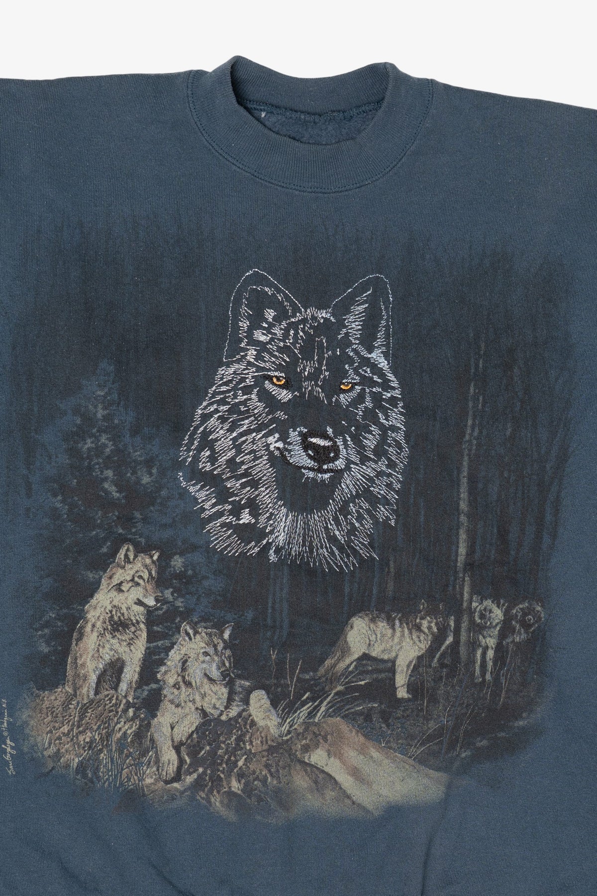 Vintage Embroidered Blue Wolves Sweatshirt (1990s)