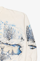 Vintage Embossed Winter Cabin Landscape Sweatshirt (1980s)