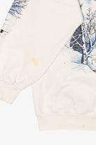 Vintage Embossed Winter Cabin Landscape Sweatshirt (1980s)