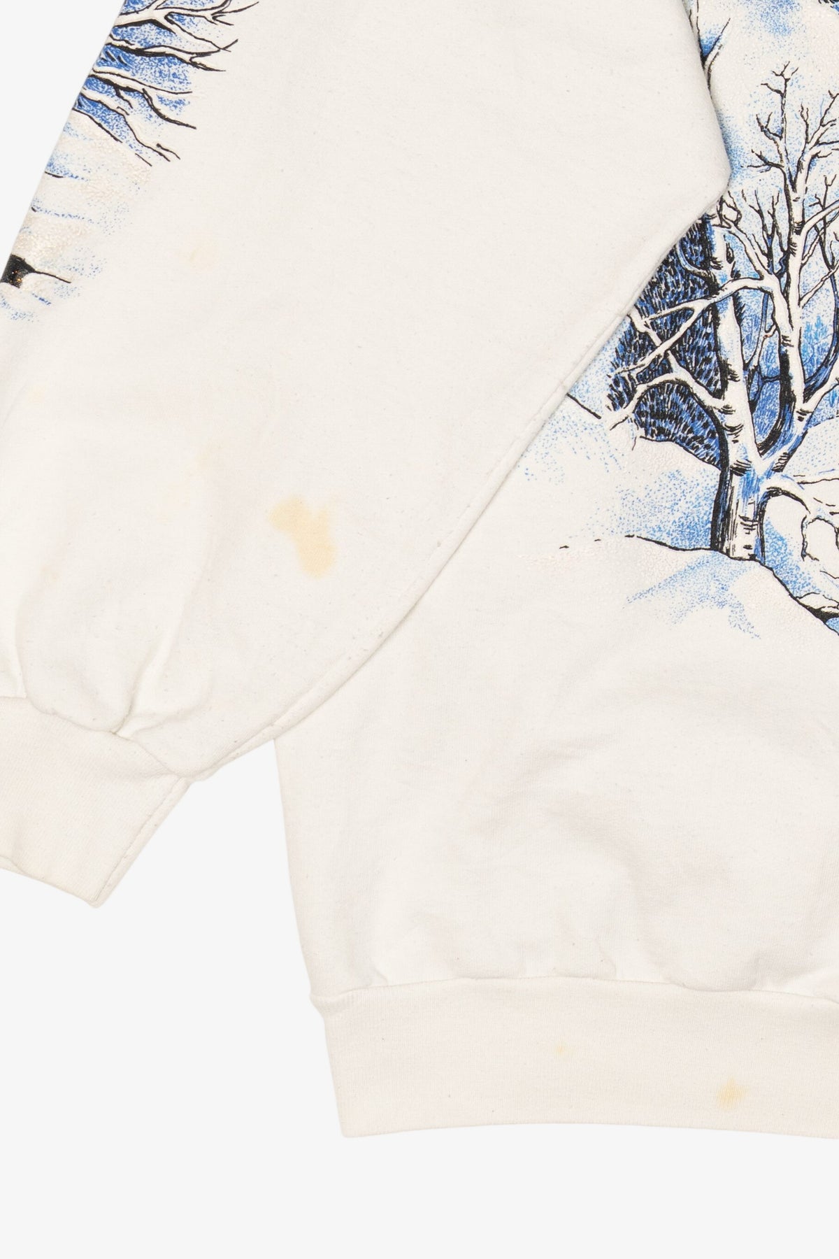Vintage Embossed Winter Cabin Landscape Sweatshirt (1980s)