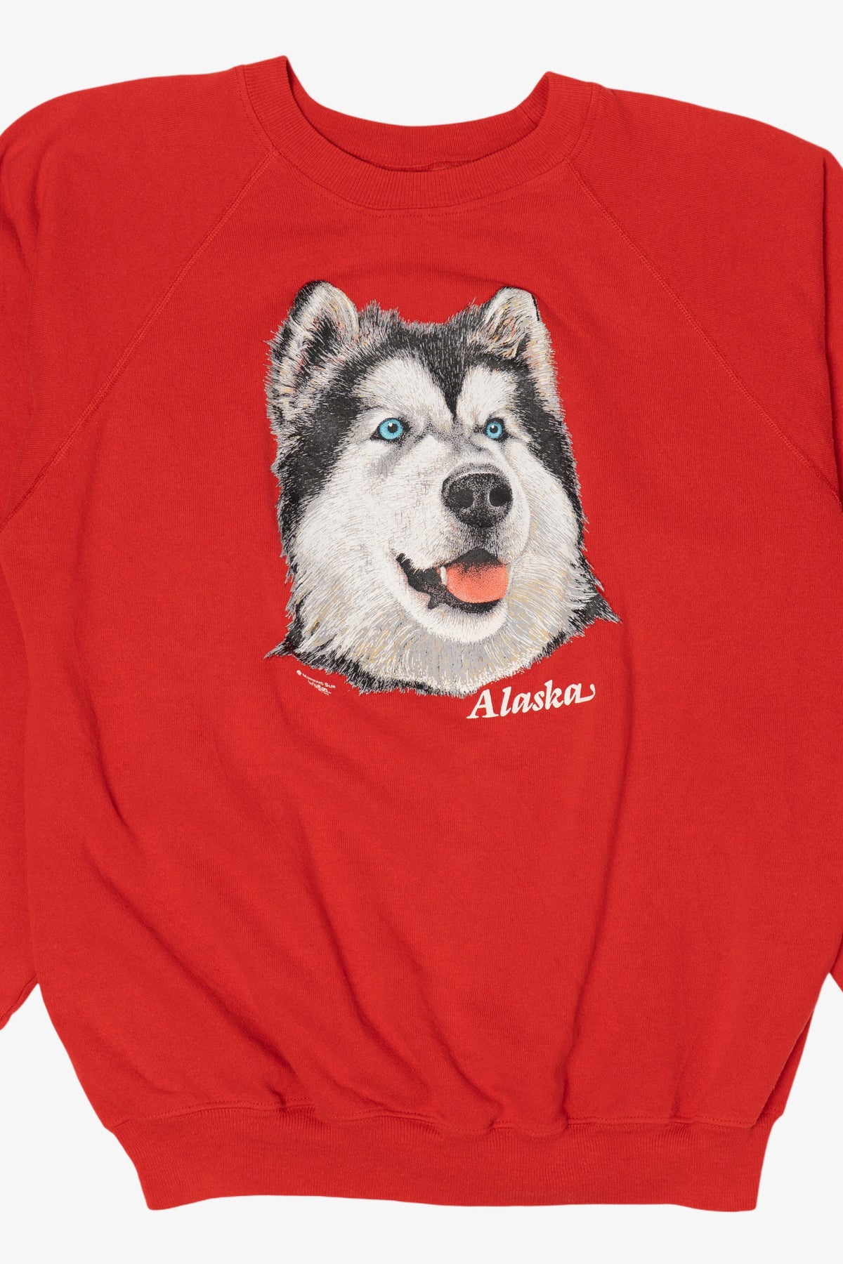 Vintage Red Alaska Husky Raglan Sweatshirt (1980s)
