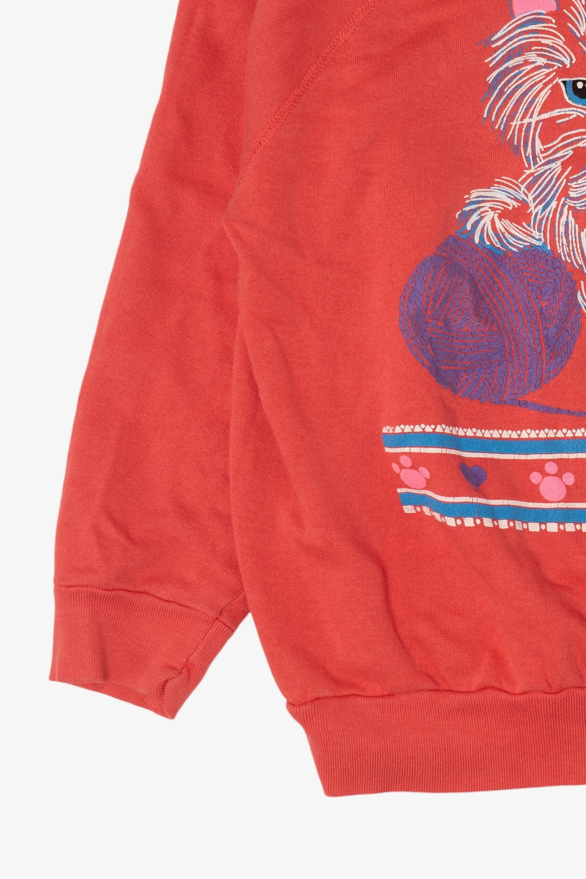 Vintage Embossed Kitten With Yarn Raglan Sweatshirt (1980s)