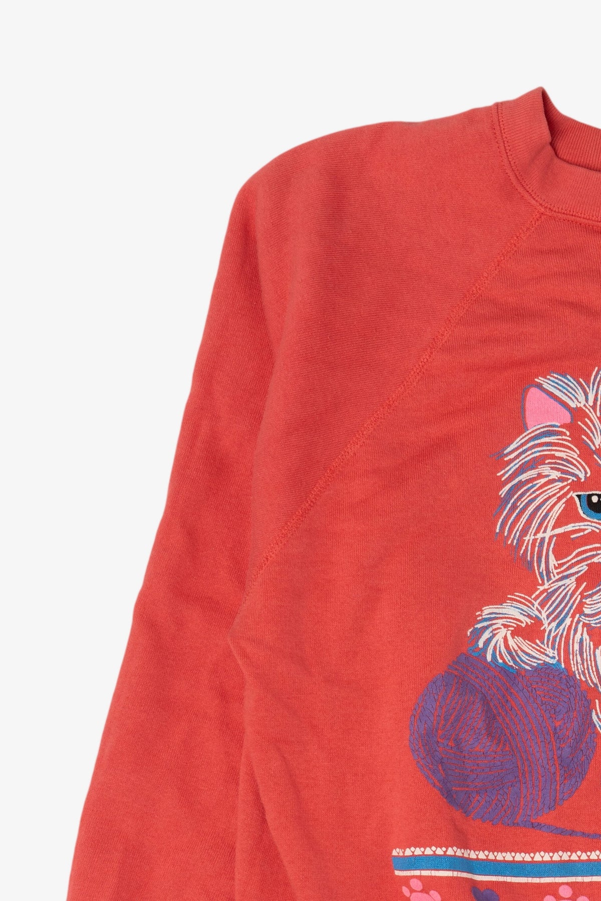 Vintage Embossed Kitten With Yarn Raglan Sweatshirt (1980s)
