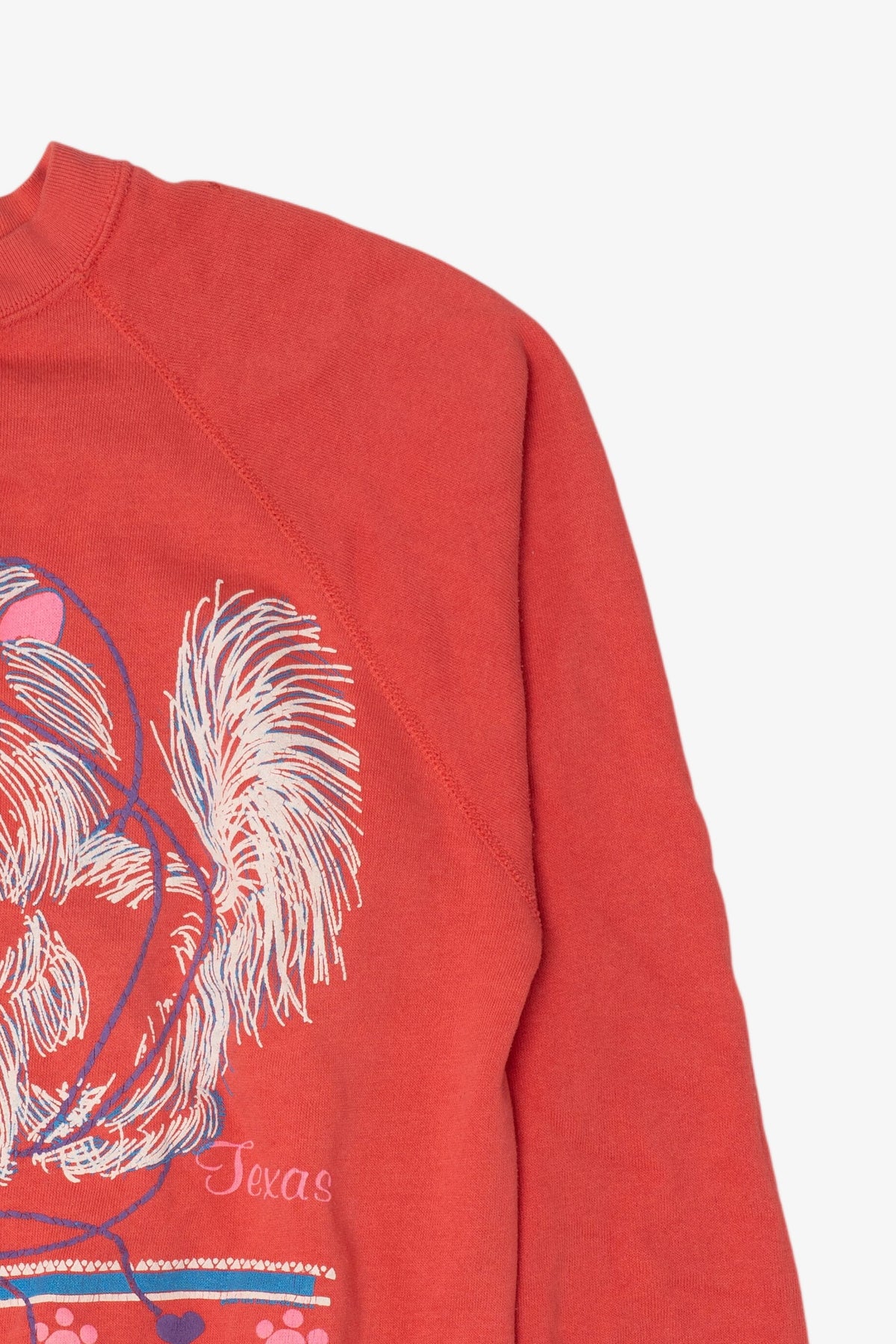 Vintage Embossed Kitten With Yarn Raglan Sweatshirt (1980s)