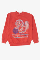 Vintage Embossed Kitten With Yarn Raglan Sweatshirt (1980s)