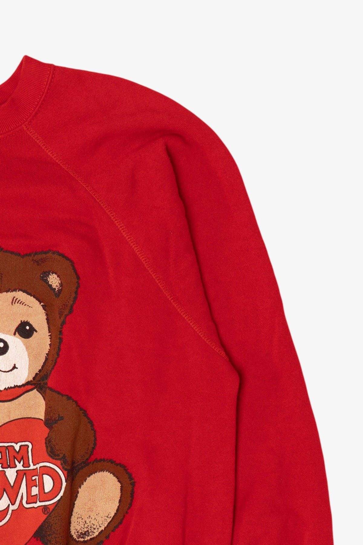 Vintage Red "I Am Loved" Teddy Bear Raglan Sweatshirt (1980s)