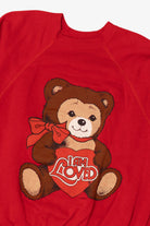 Vintage Red "I Am Loved" Teddy Bear Raglan Sweatshirt (1980s)