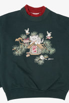 Vintage Green Kitten On Birdhouse Sweatshirt (1990s)