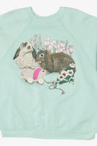 Vintage Bunnies With Flowers Tultex Raglan Sweatshirt (1990s)
