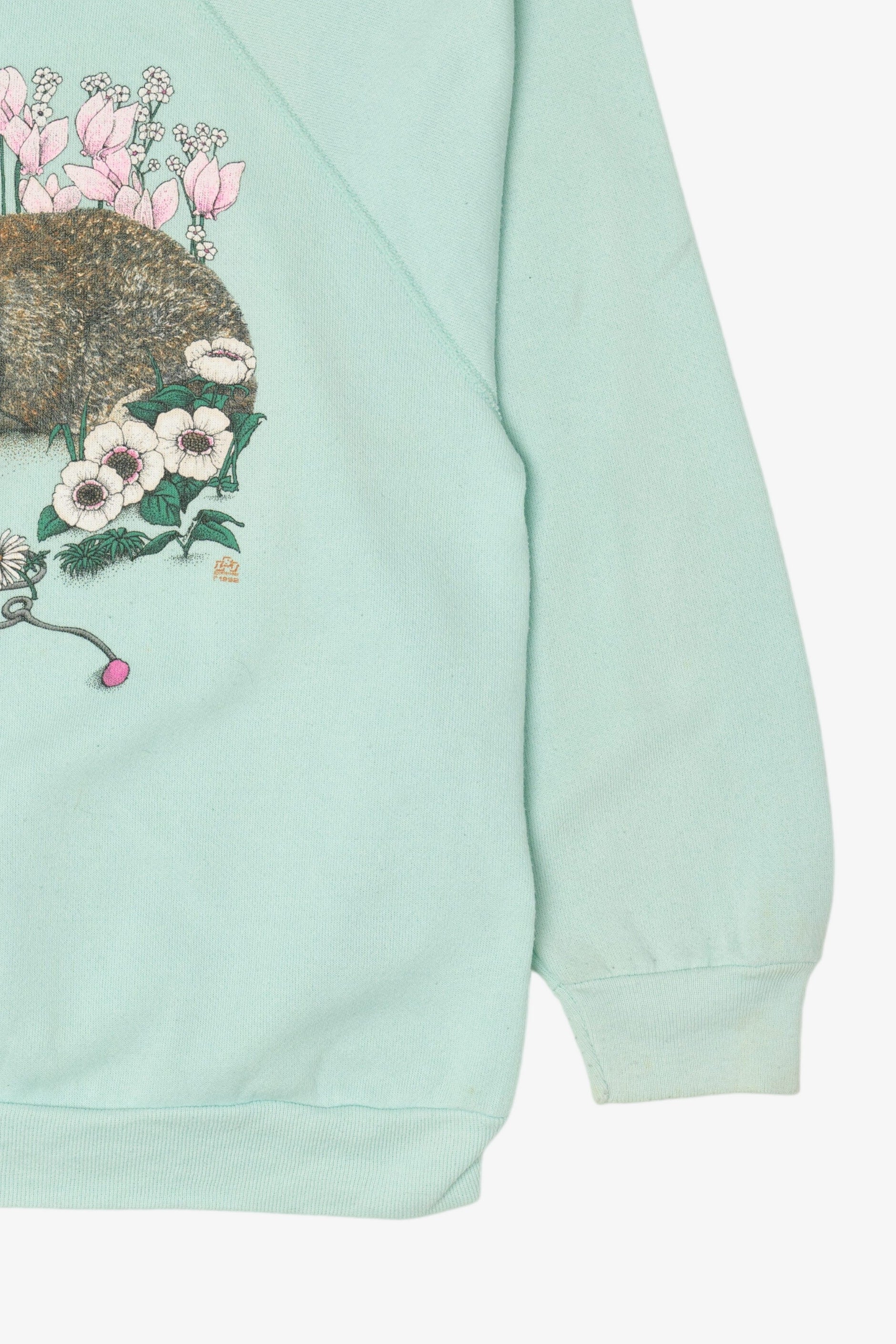Vintage Bunnies With Flowers Tultex Raglan Sweatshirt (1990s)