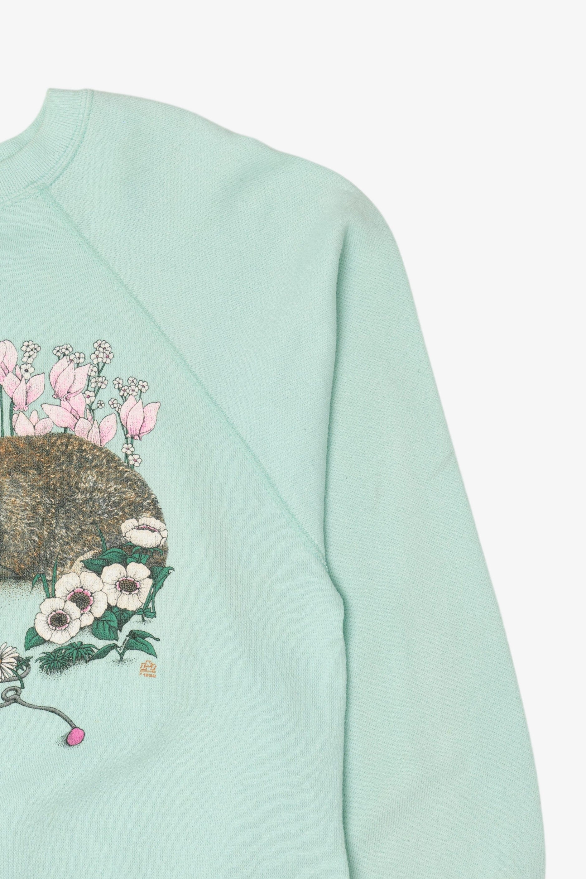 Vintage Bunnies With Flowers Tultex Raglan Sweatshirt (1990s)