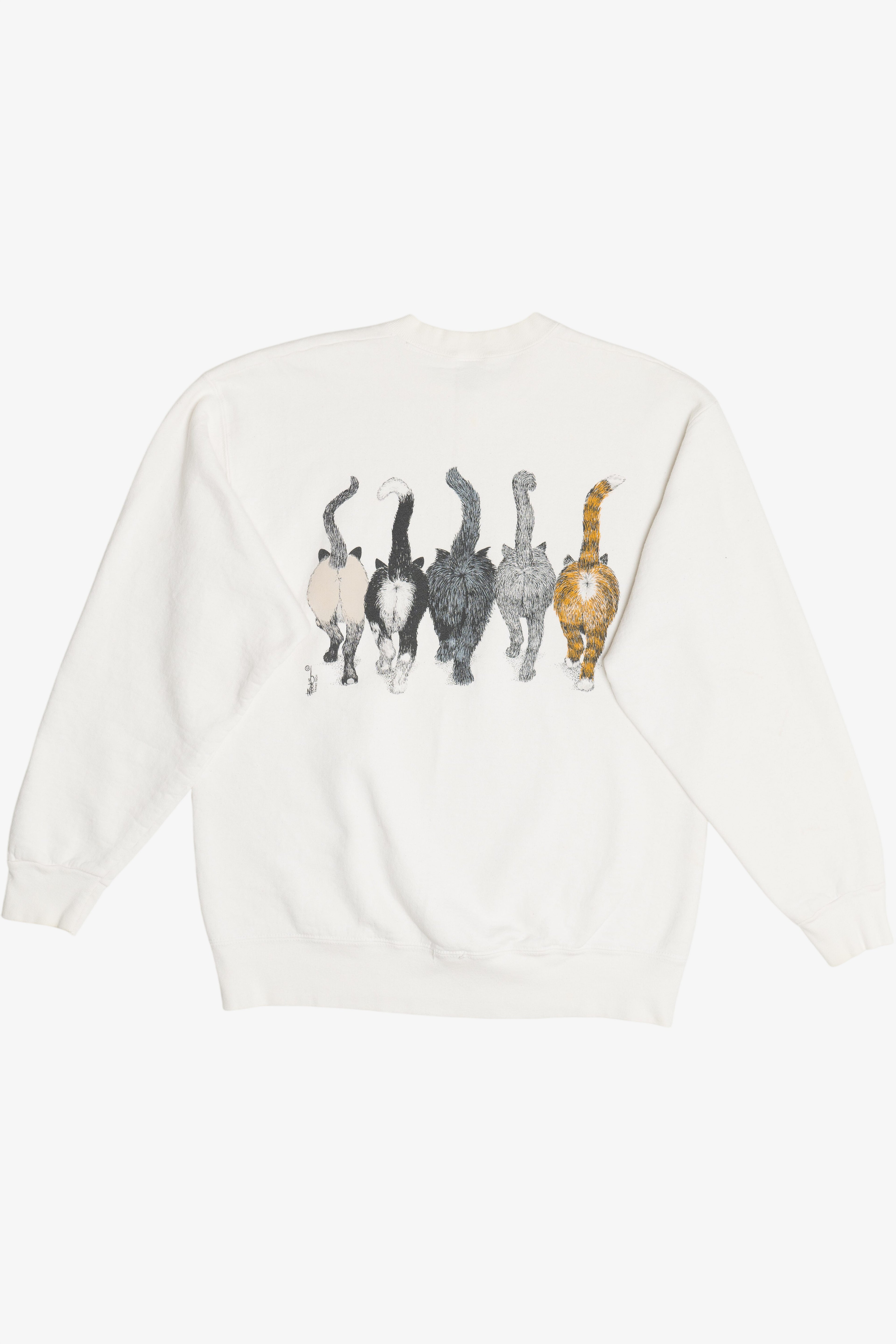 Vintage Cat Crew Front/Back Print Sweatshirt (1990s)