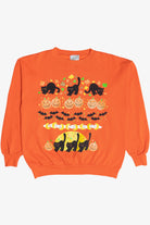 Vintage Black Cats, Bats & Pumpkins Halloween Sweatshirt (1990s)