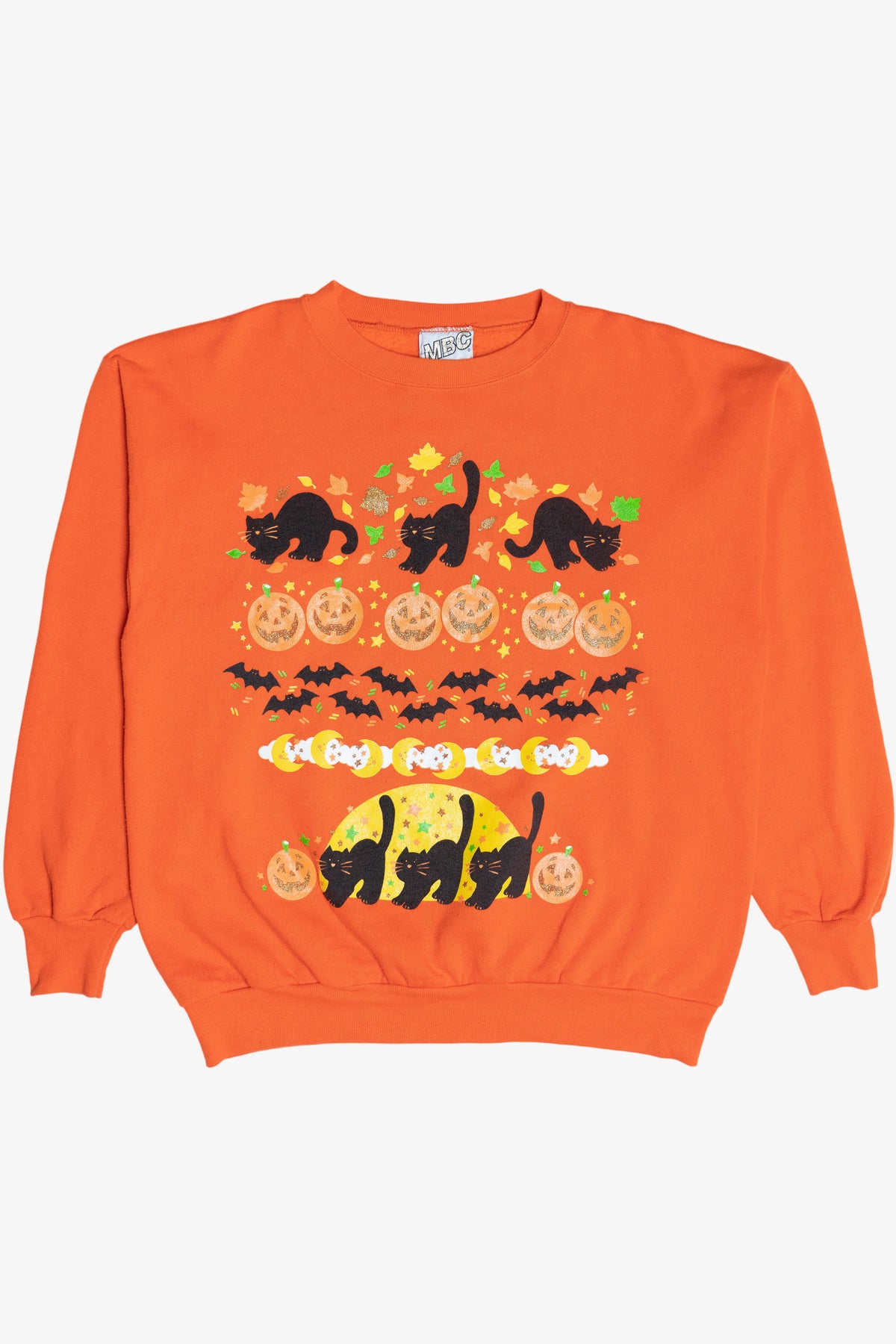 Vintage Black Cats, Bats & Pumpkins Halloween Sweatshirt (1990s)