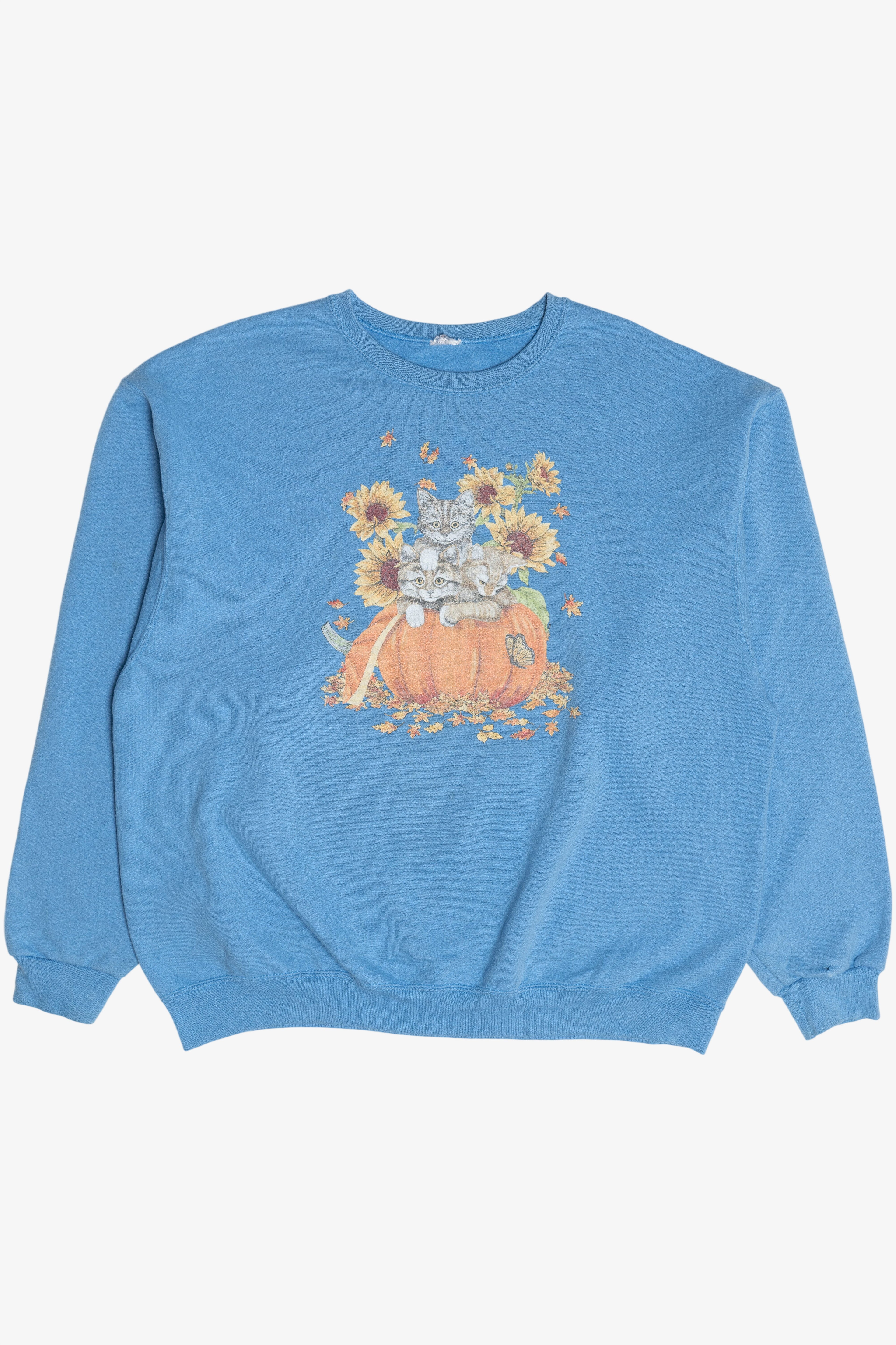 Vintage Cats In A Pumpkin Fall Harvest Sweatshirt (1990s)