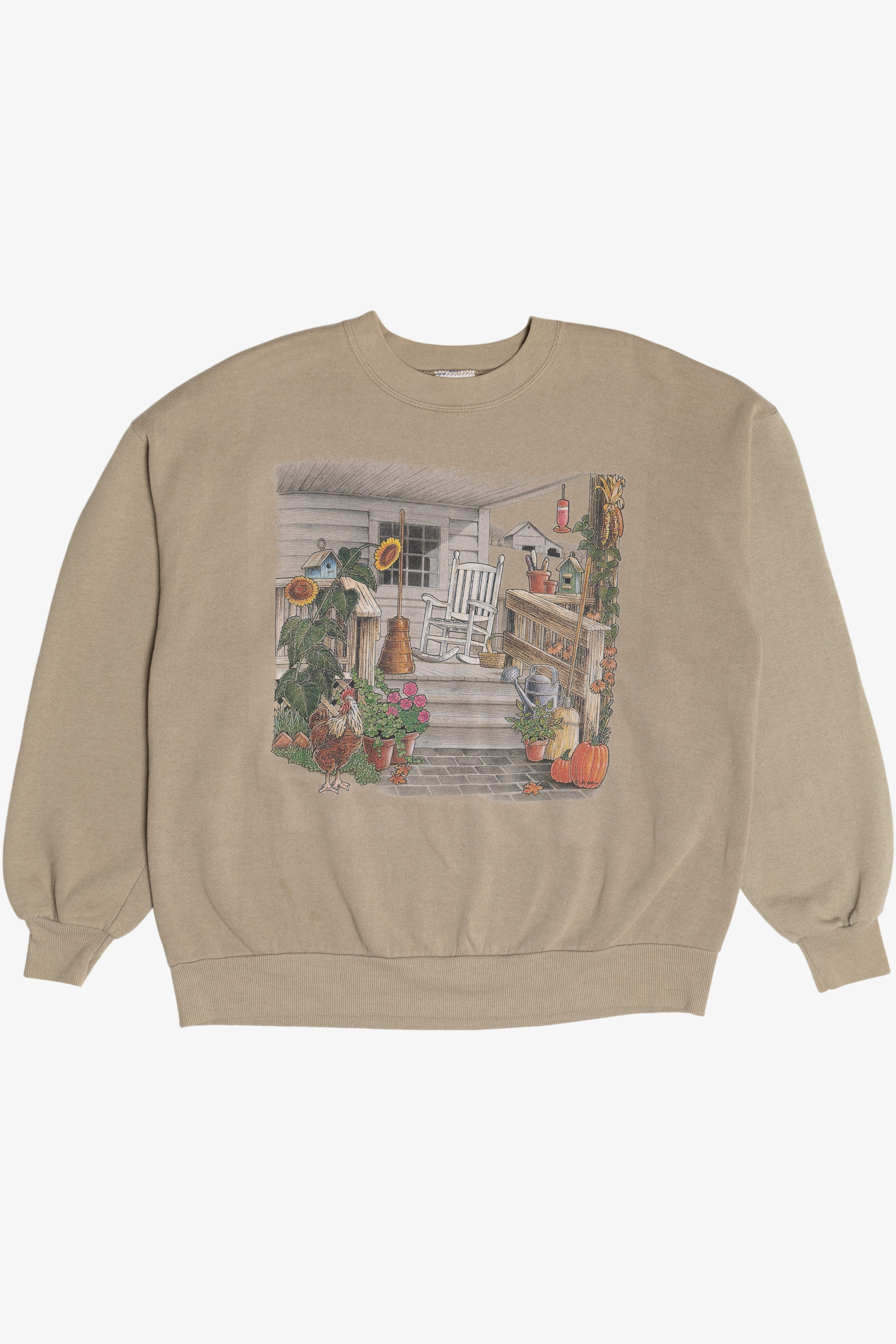 Vintage Fall Harvest Cottage Porch Sweatshirt (2000s)