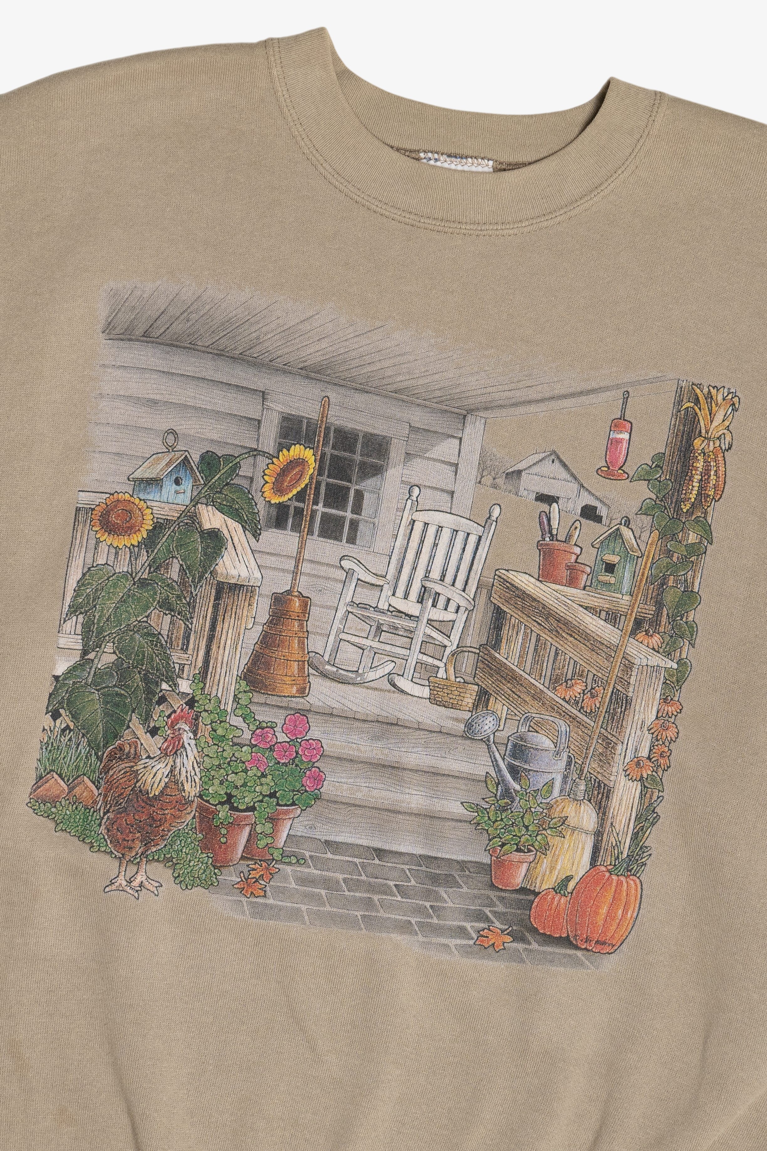 Vintage Fall Harvest Cottage Porch Sweatshirt (2000s)
