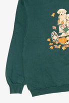 Vintage Green Puppies In Pumpkin Wagon Autumn Harvest Sweatshirt (1990s)