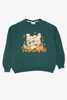 Vintage Green Puppies In Pumpkin Wagon Autumn Harvest Sweatshirt (1990s)