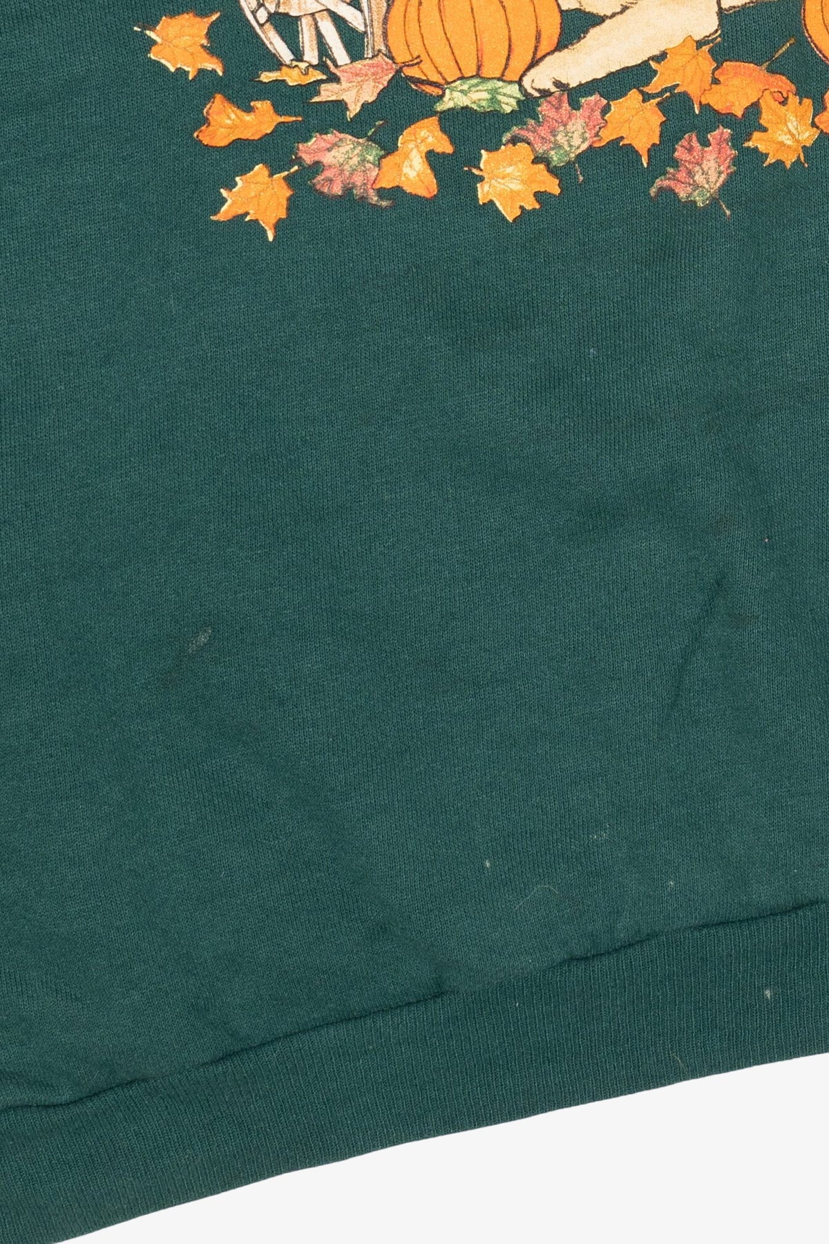 Vintage Green Puppies In Pumpkin Wagon Autumn Harvest Sweatshirt (1990s)