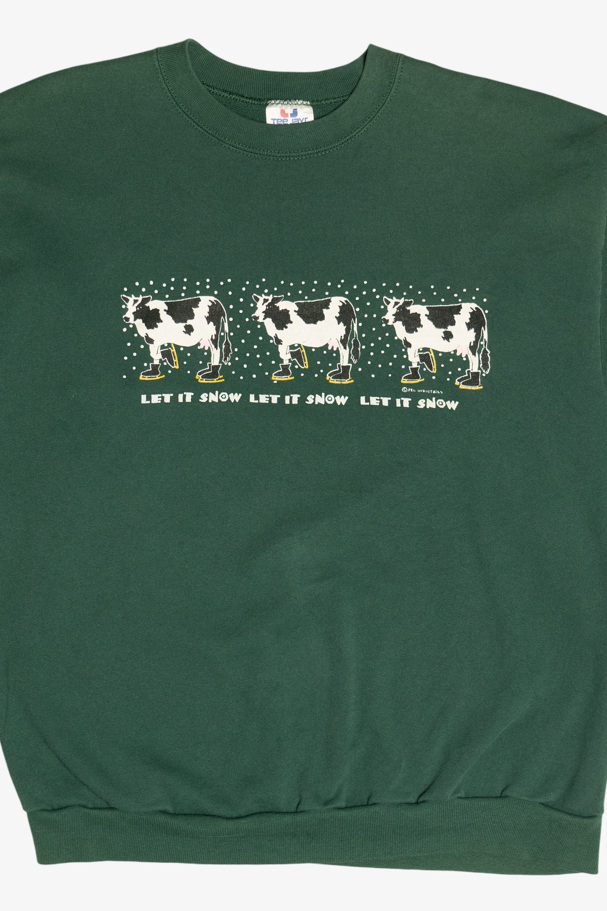 Vintage "Let It Snow Let It Snow Let It Snow" Cows In Winter Boots Sweatshirt (1990s)