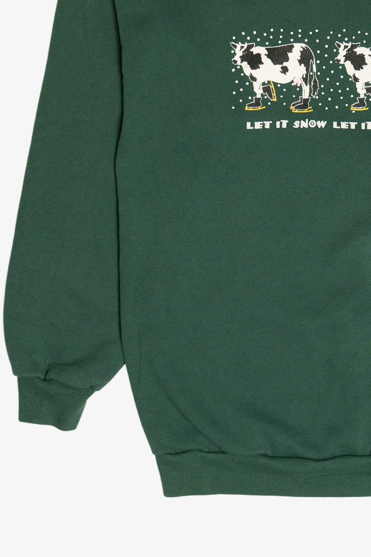 Vintage "Let It Snow Let It Snow Let It Snow" Cows In Winter Boots Sweatshirt (1990s)