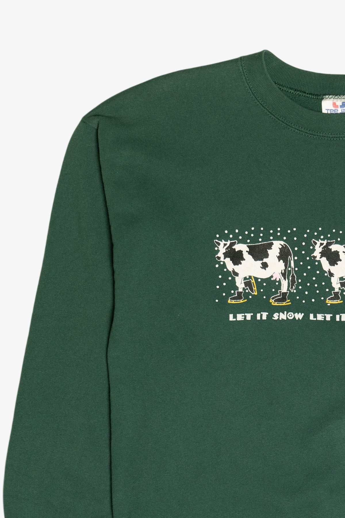 Vintage "Let It Snow Let It Snow Let It Snow" Cows In Winter Boots Sweatshirt (1990s)