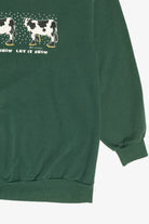 Vintage "Let It Snow Let It Snow Let It Snow" Cows In Winter Boots Sweatshirt (1990s)